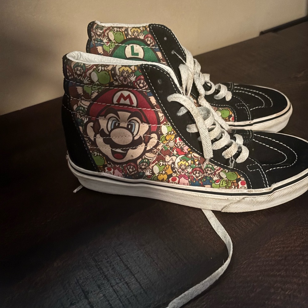Vans Black and White Super Mario High-Top Sneakers